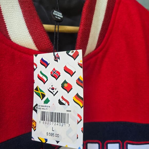 NWT Opening Ceremony Unisex Russia Varsity Jacket L Red Flag Patch Wool Leather - Picture 7 of 12